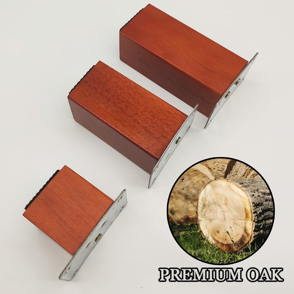 Genérico Patas De Apoyo Cuadradas De Madera: Patas De Repuesto DIY para Cama, Sofá Seccional, Cómoda, Sillón Reclinable Y Mesita De Noche(Crabapple,15cm/5.9in)