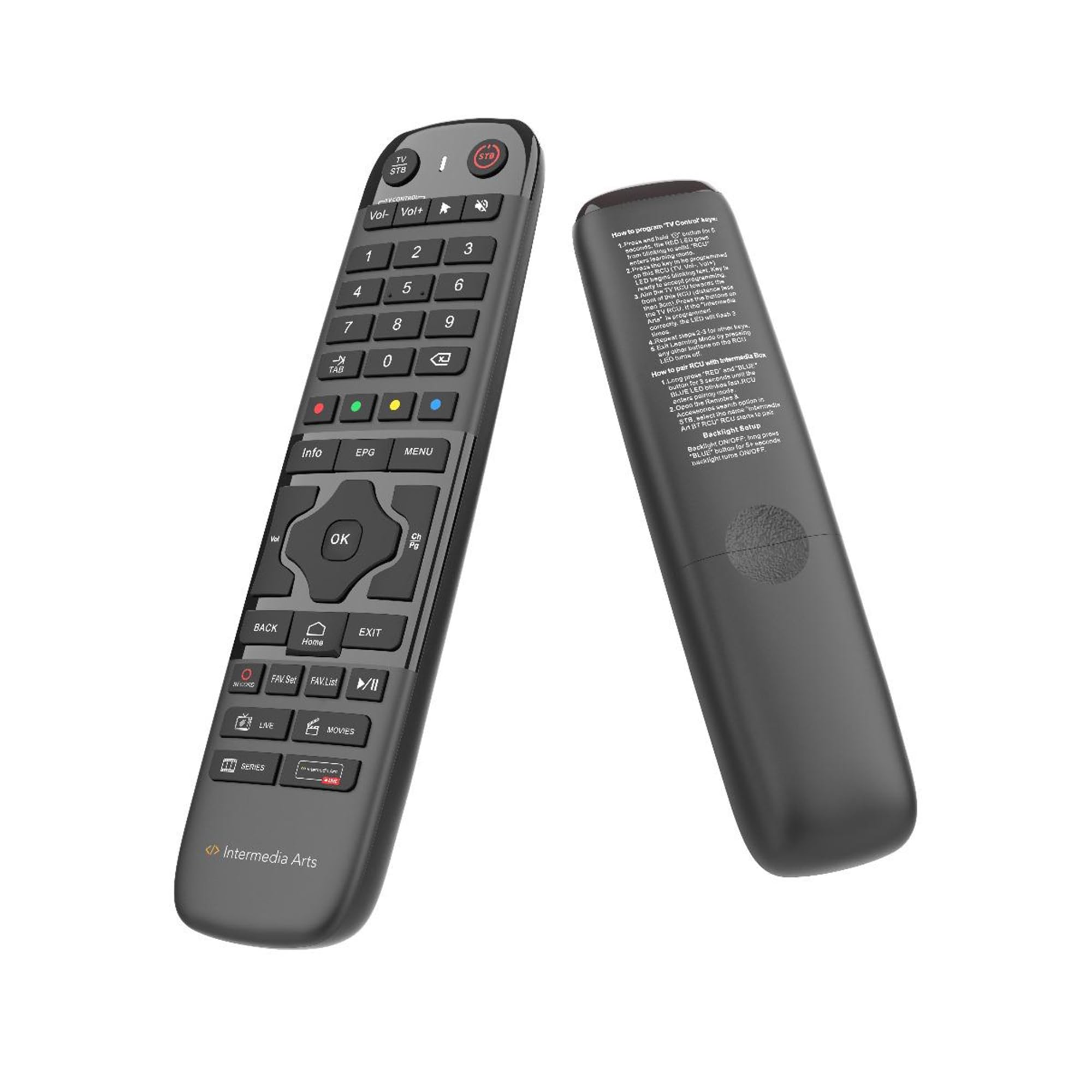 Intermedia Arts V12 Android 11 Box 4K UHD, Quad Core Arm Cortex 2.0 GHz, 2GB RAM, 16GB eMMC, BT 5.1, Gigabit LAN, 5G WLAN, télécommande BT, H. 265, Widevine L1, Arm G31 MP2 GPU, HTS e-com câble HDMI