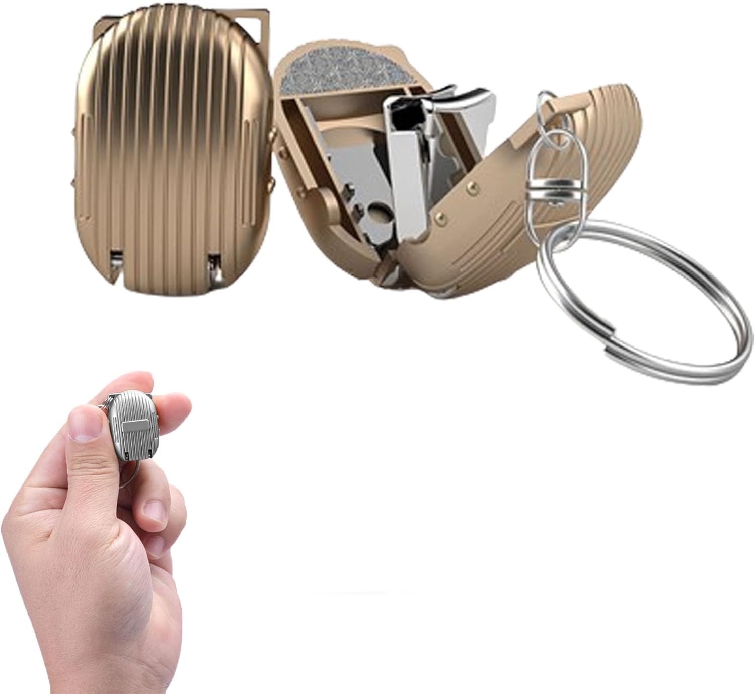 Tragbarer Nagelknipser Aus Edelstahl – Mit Feile, Flach, 6 Cm, Für Reisen, Büro, Geschenk In Lederbeutel