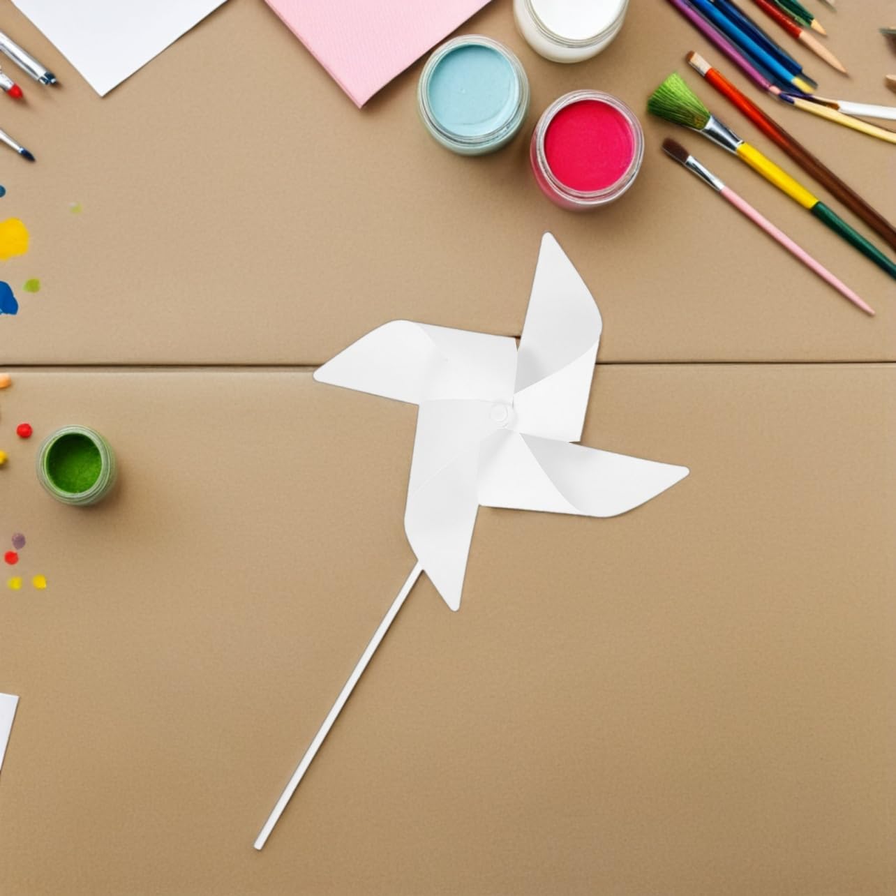 SUPVOX Kit Fai da Te 30 Pezzi Girandole di Carta Bianche per Bambini, Decorazione Creativa e Attività di Gruppo per Festa Estiva All'aperto