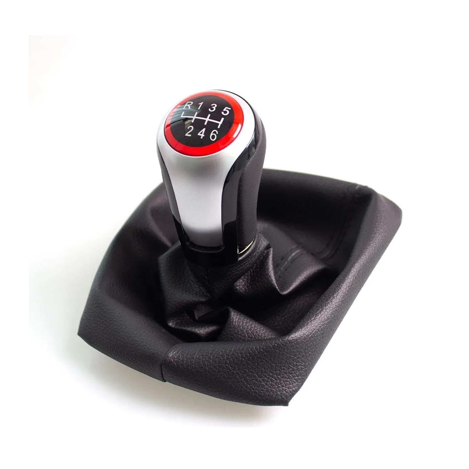 QMTVFSRH Car Gear Shift Knob 5/6-Speed Gear Shift Knob with PU Leather Gaiter Boot for Skoda for Octavia 2 A5 A6 2004-2012 LHD(6 Speed)