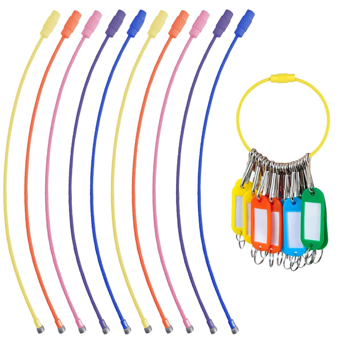 10 PCS Chainsteel Wire Strong Toughness Cable Key Chain Stainless Steel Keychains Wire Keychains(15Cm*1.5Mm)