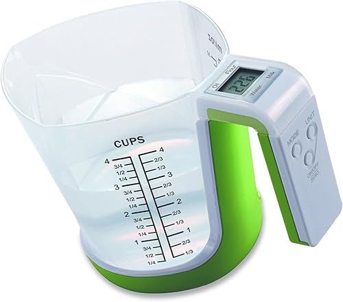 Báscula digital de alimentos de cocina y taza medidora, taza de medición ajustable (extraíble), báscula de cocina, capacidad de 1 litro para