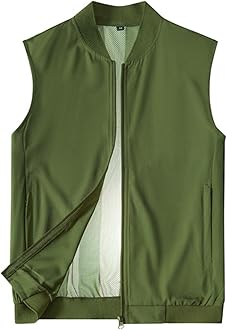 Men's Lightweight Vest Breathable Sleeveless Outdoor Work Cooling Waistcoat Jackets for Travel Hiking Running with Pockets