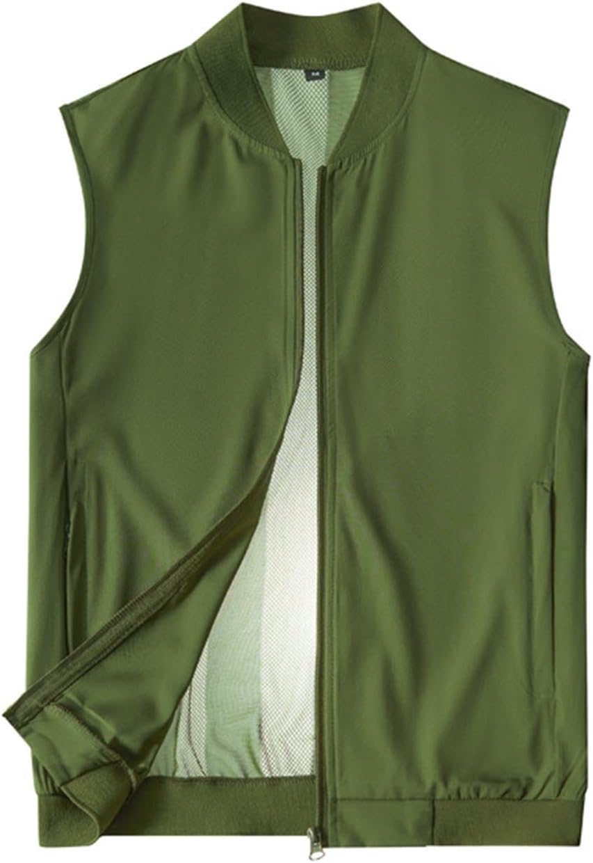 Men's Lightweight Vest Breathable Sleeveless Outdoor Work Cooling Waistcoat Jackets for Travel Hiking Running with Pockets