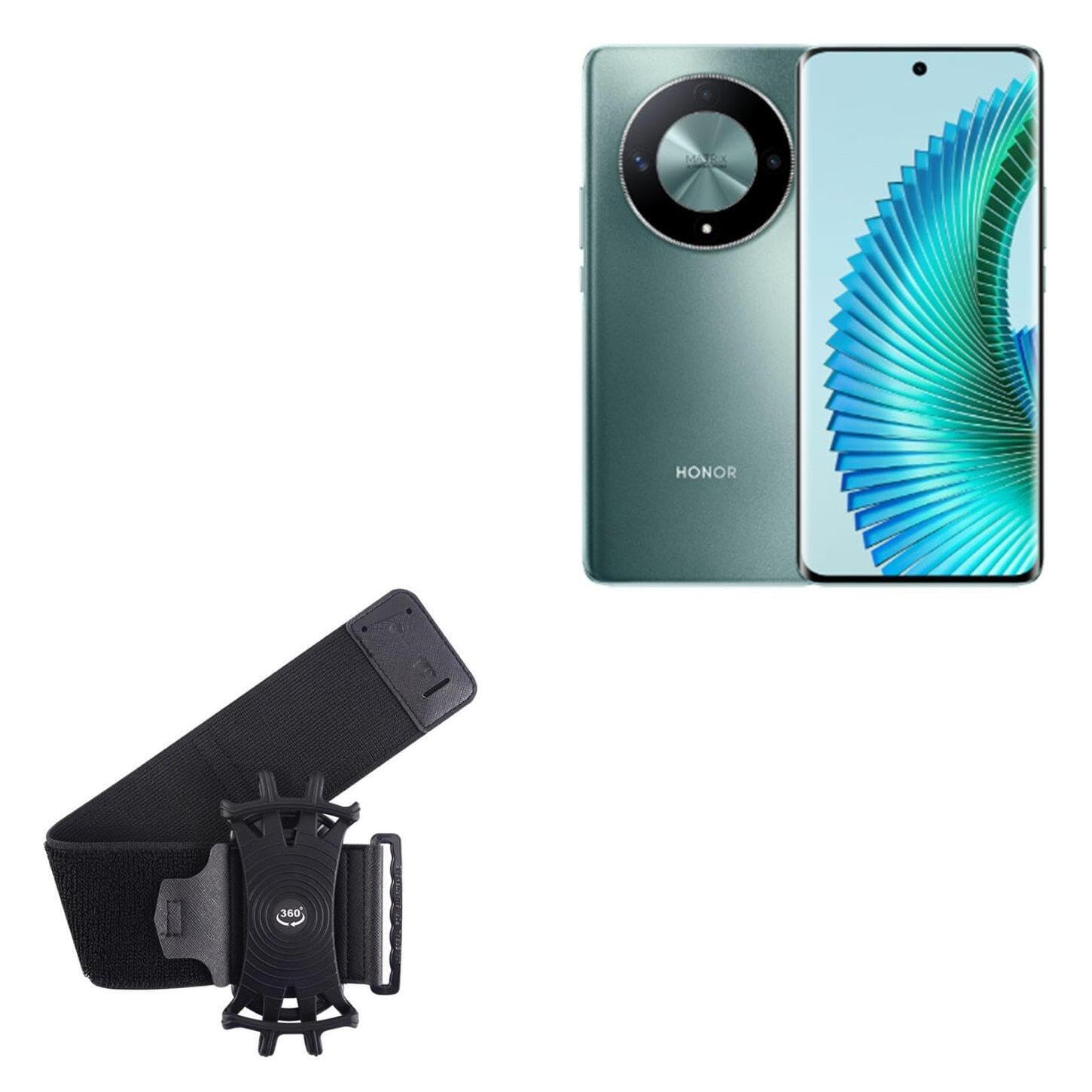 BoxWave Holster Compatible with Honor Magic6 Lite - ActiveStretch Sport Armband, Adjustable Armband for Workout and Running - Jet Black