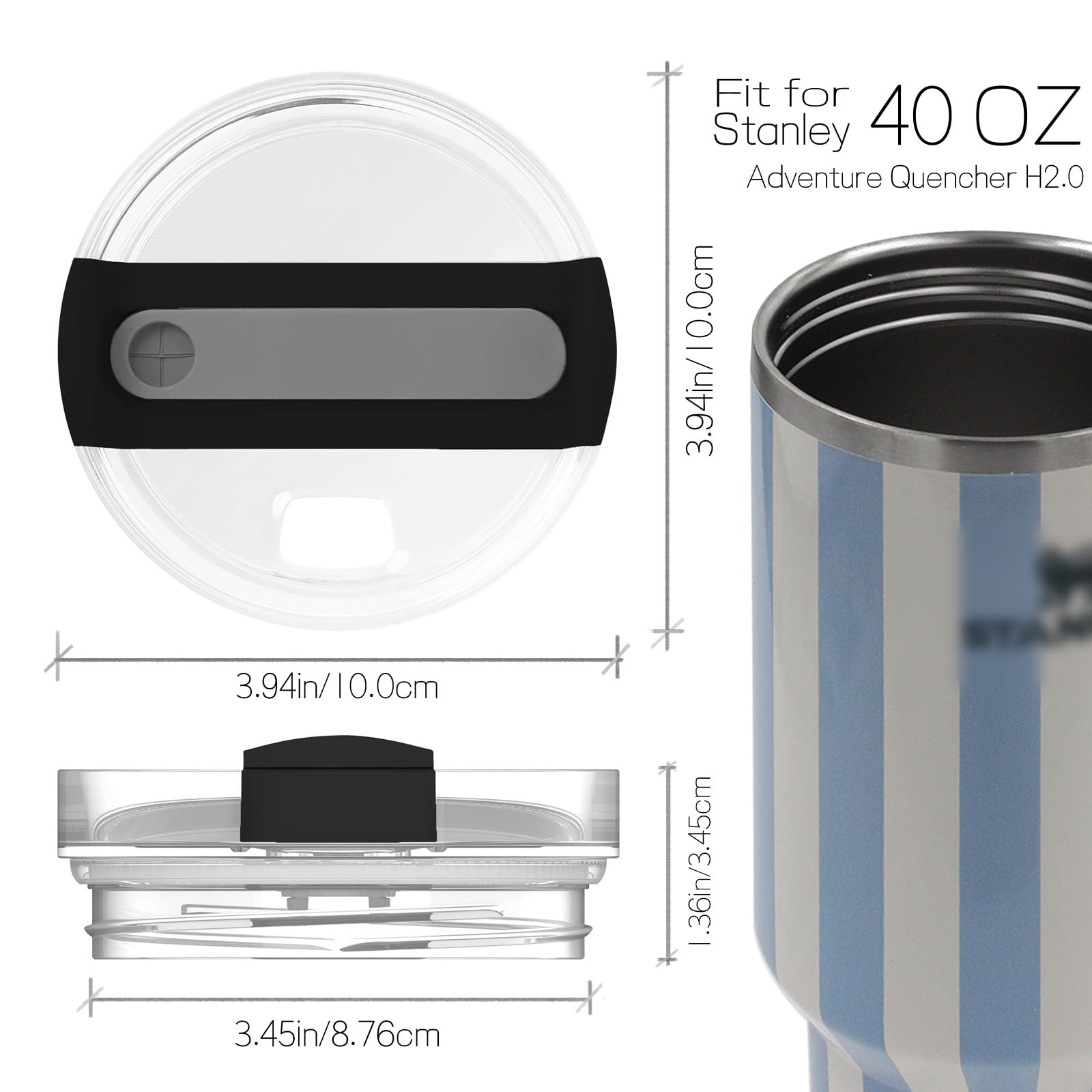 Ersatzdeckel für Stanley-Becher, 1,2 l, Kostengünstiger Ersatzdeckel für beschädigte oder verlorene Stanley-Becherzubehör, BPA-frei, 2-teiliges Set (Cool Black, 2er-Pack)