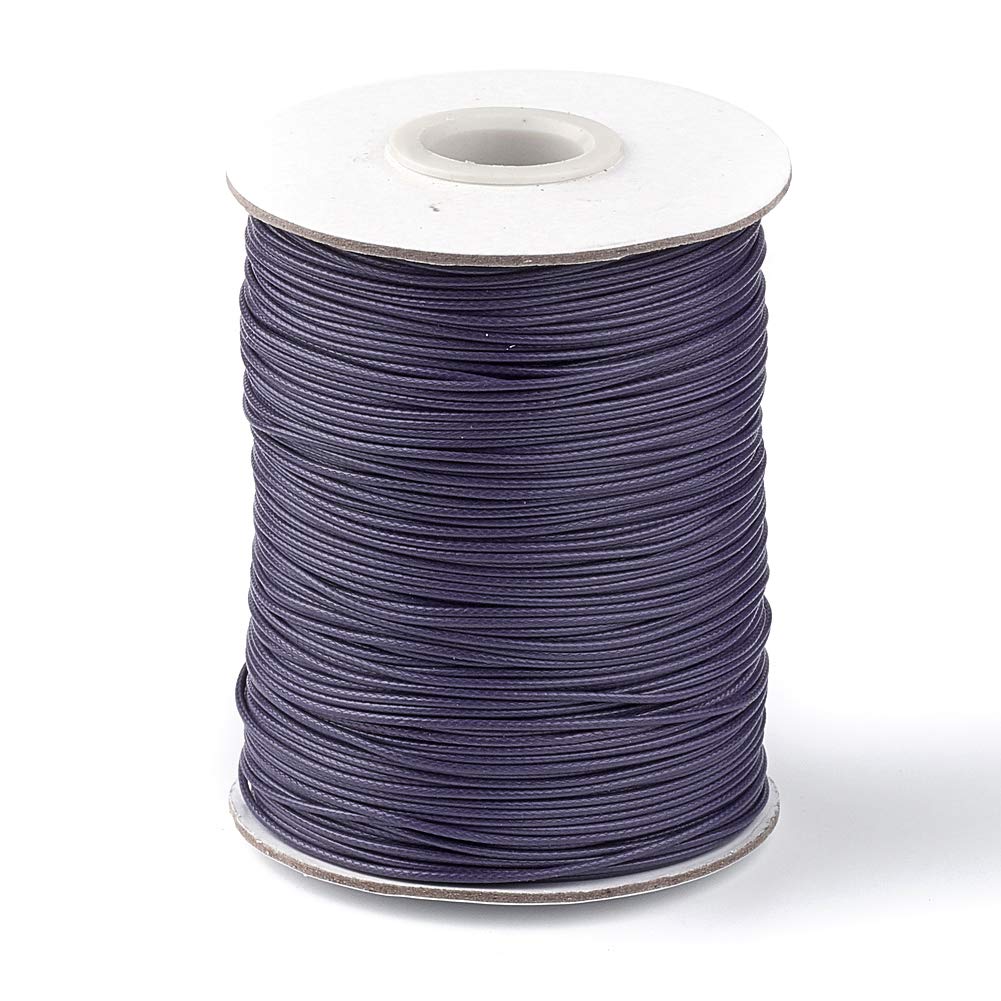 Pandahall 85 Yards/Roll 1mm Braided Waxed Polyester Cord String DIY Jewelry Craft Macrame Making Beading Thread Rope with Spool (DarkSlateBlue)