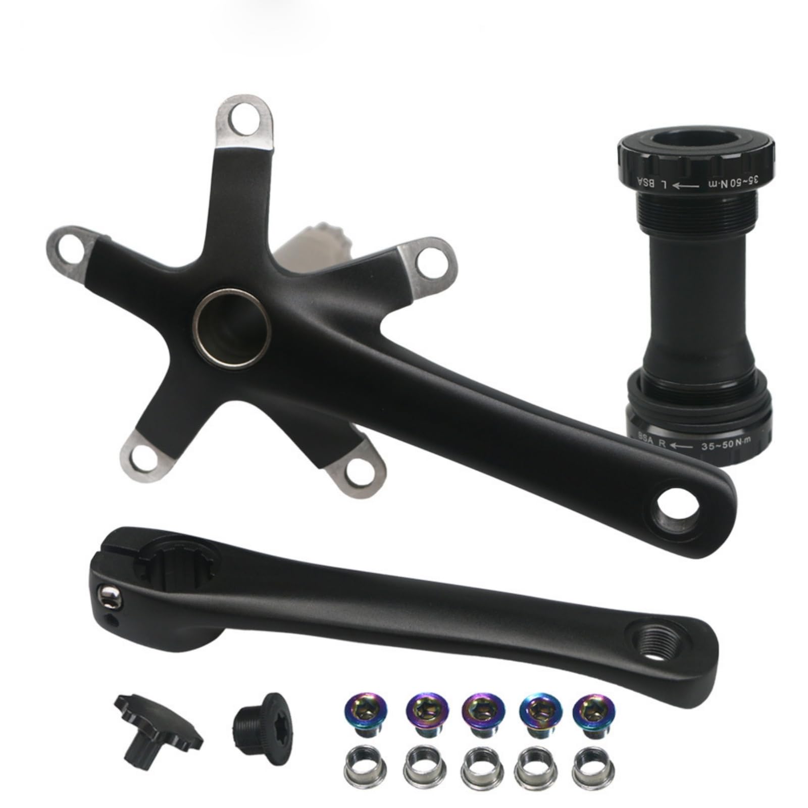Guarnitura Bici Assemblea Guarnitura Bicicletta Pedivelle Movimento Centrale Corona 44T in Lega di Alluminio Lavorata Design Cavo per Ridurre Peso E