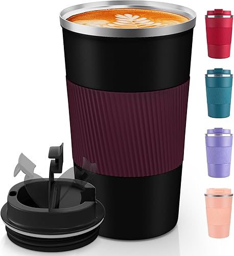 Miniatura 48 de Taza de café de 12 onzas – Taza de viaje aislada a prueba de derrames con tapa a prueba de fugas, taza de café de viaje de acero inoxidable al