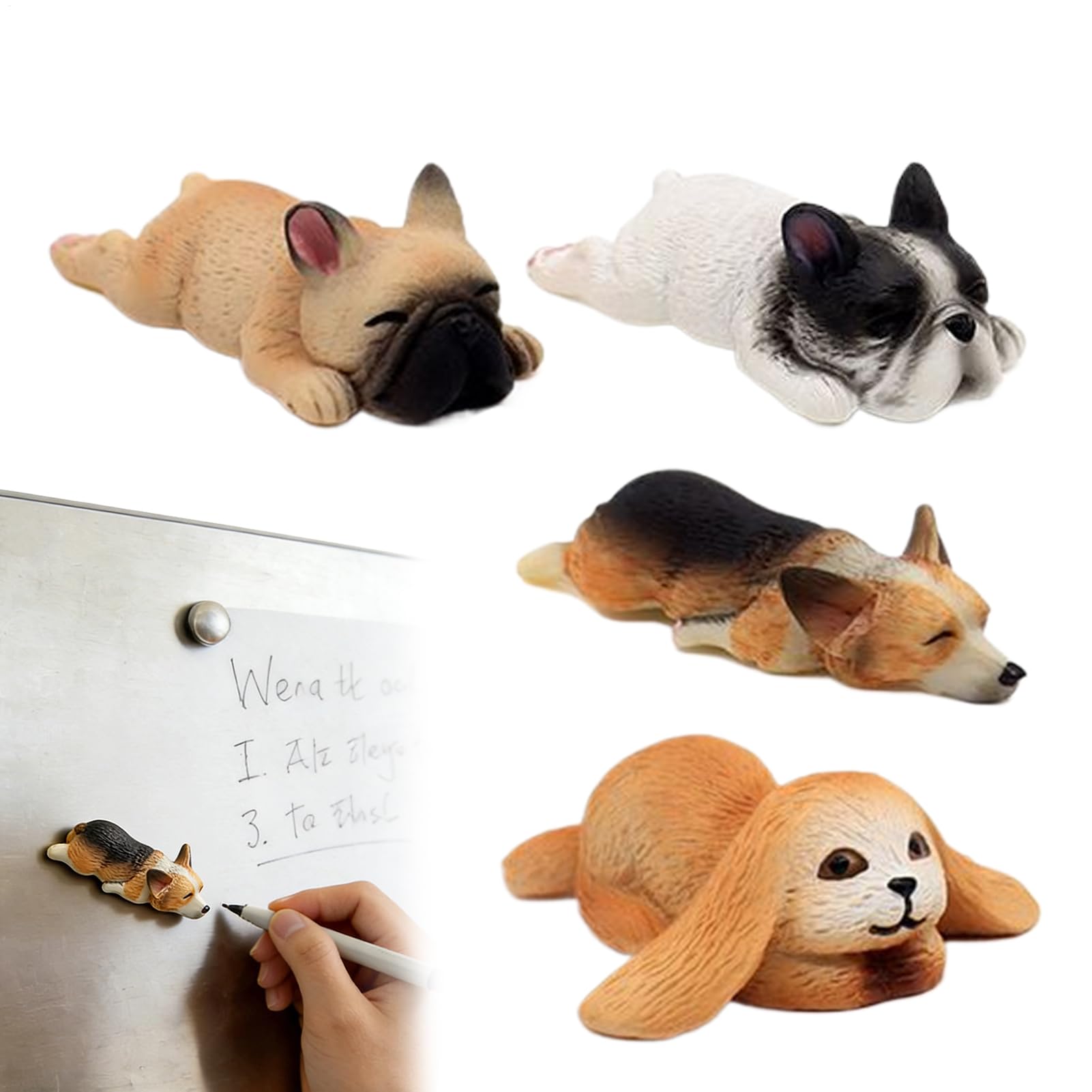 Amazon.co.jp: デスク用 犬 フィギュア 4個セット磁石付きモニター用
