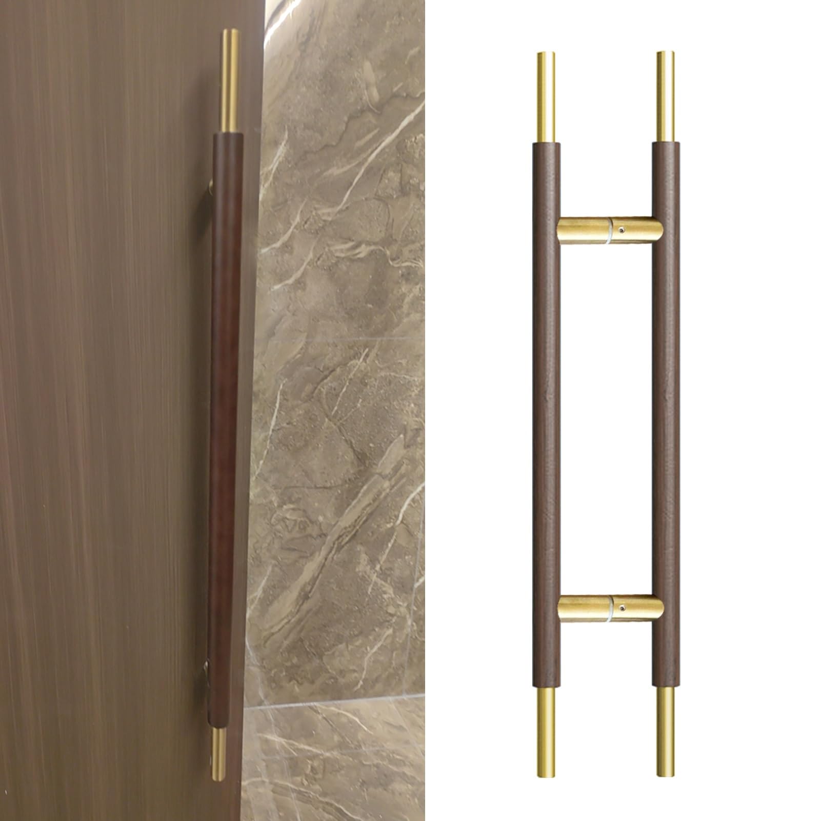 Poignée de porte coulissante en noyer noir massif de 120 cm pour entrée élégante