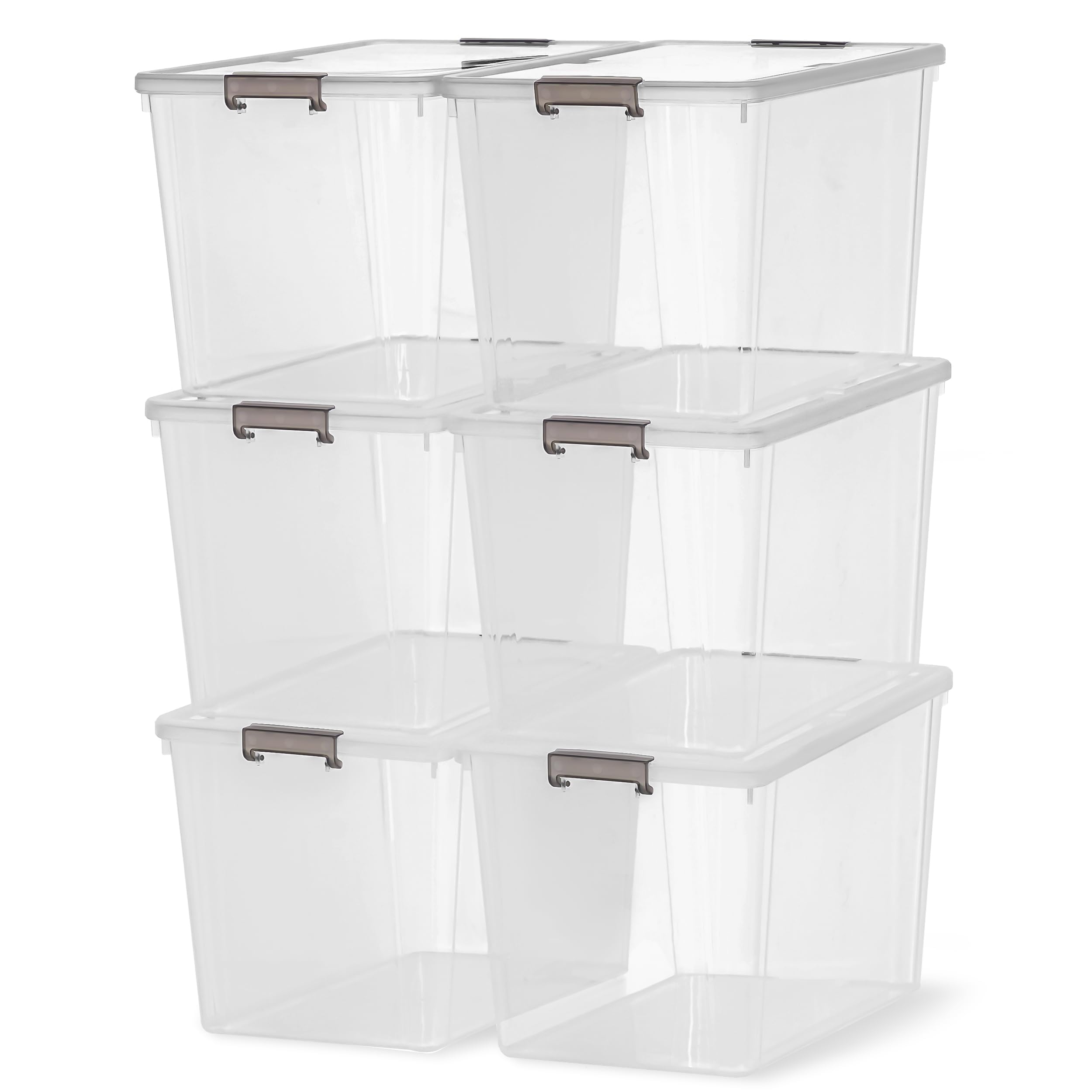 Citylife 6Packs 6.5L Plastic Storage Boxes with Lids, Clear Stackable Storage Box with Handle, Collection Boxes for Organizing Toys, Snacks, Tools, 30.10×18.50×18.20 cm