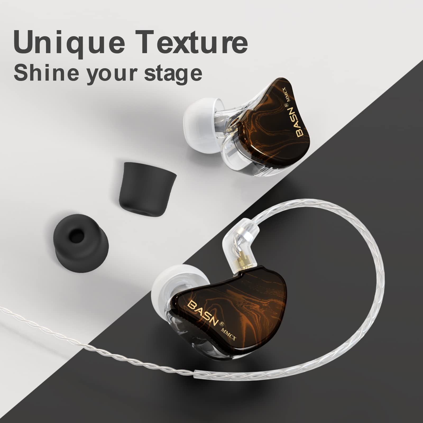 BASN MMCX Triple Driver IEM Headphones for Musicians - Dettaglio