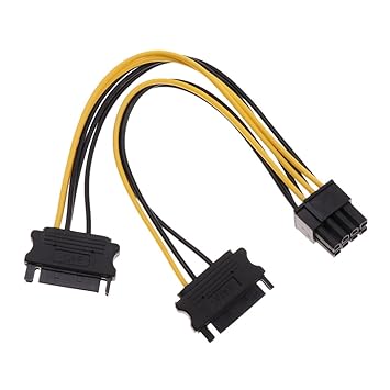 Big Shoppe Store 20cm PCI-E Dual SATA 15PIN to 8P Power Cables for Graphics Video Card of Computer