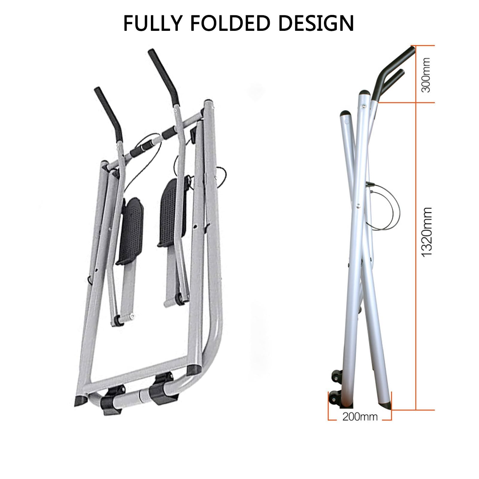 Bicicletta ellittica pieghevole, resistenza magnetica a 5 livelli, max 119,7 kg, allenamento cardio domestico per esercizi a basso impatto