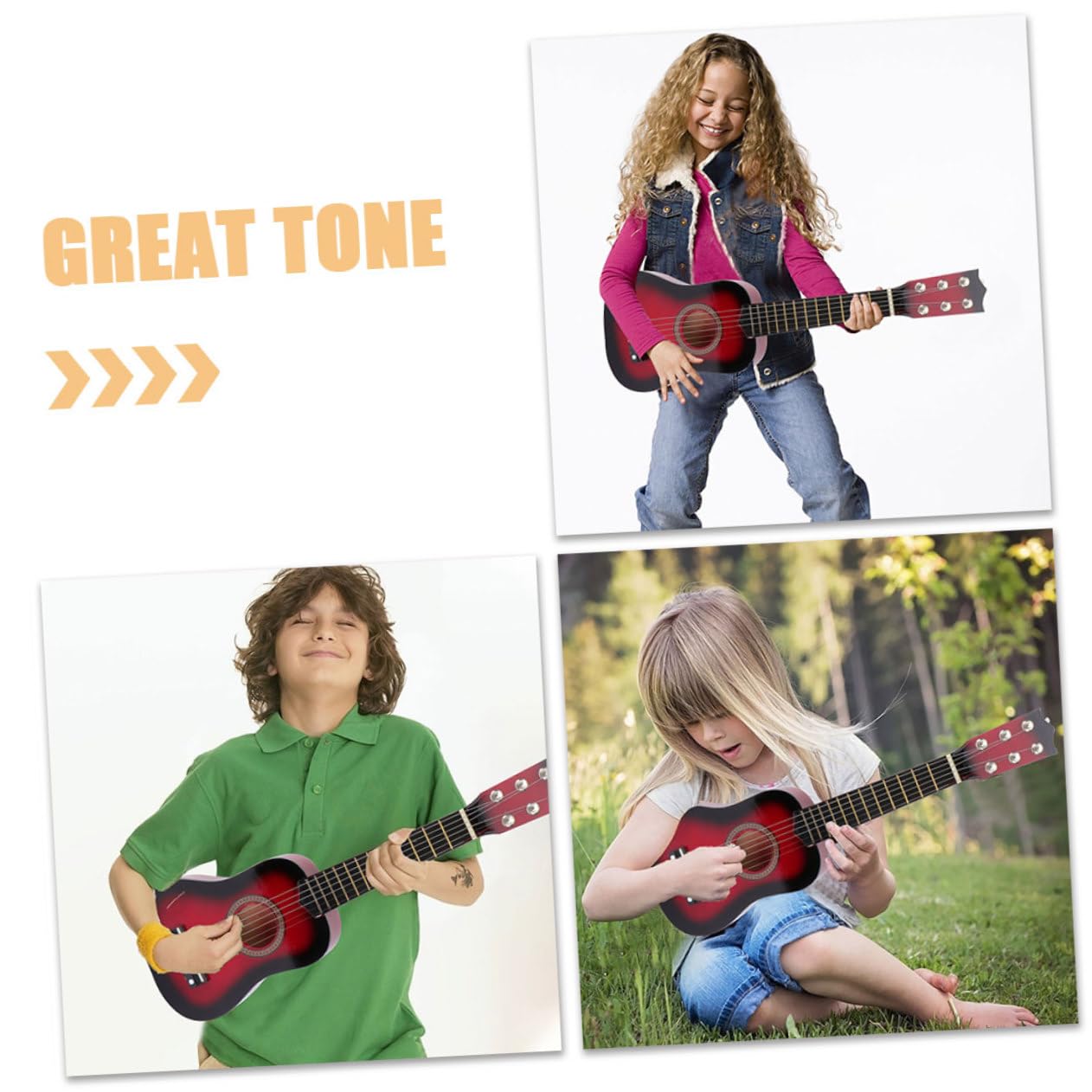 Guitarra de Aprendizaje Infantil de 21 Pulgadas, Madera, 6 Cuerdas