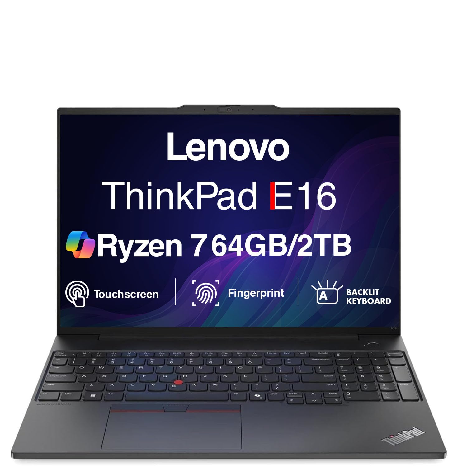 Lenovo ThinkPad E16 Gen 2 Business Laptop 16" FHD+ Touchscreen (AMD Ryzen 7 7735U, 64GB DDR5, 2TB SSD, Copilot, Fingerprint, TB 4, Backlit KB, WiFi 6E + BT, RJ-45, FHD Webcam, Windows 11 Home)