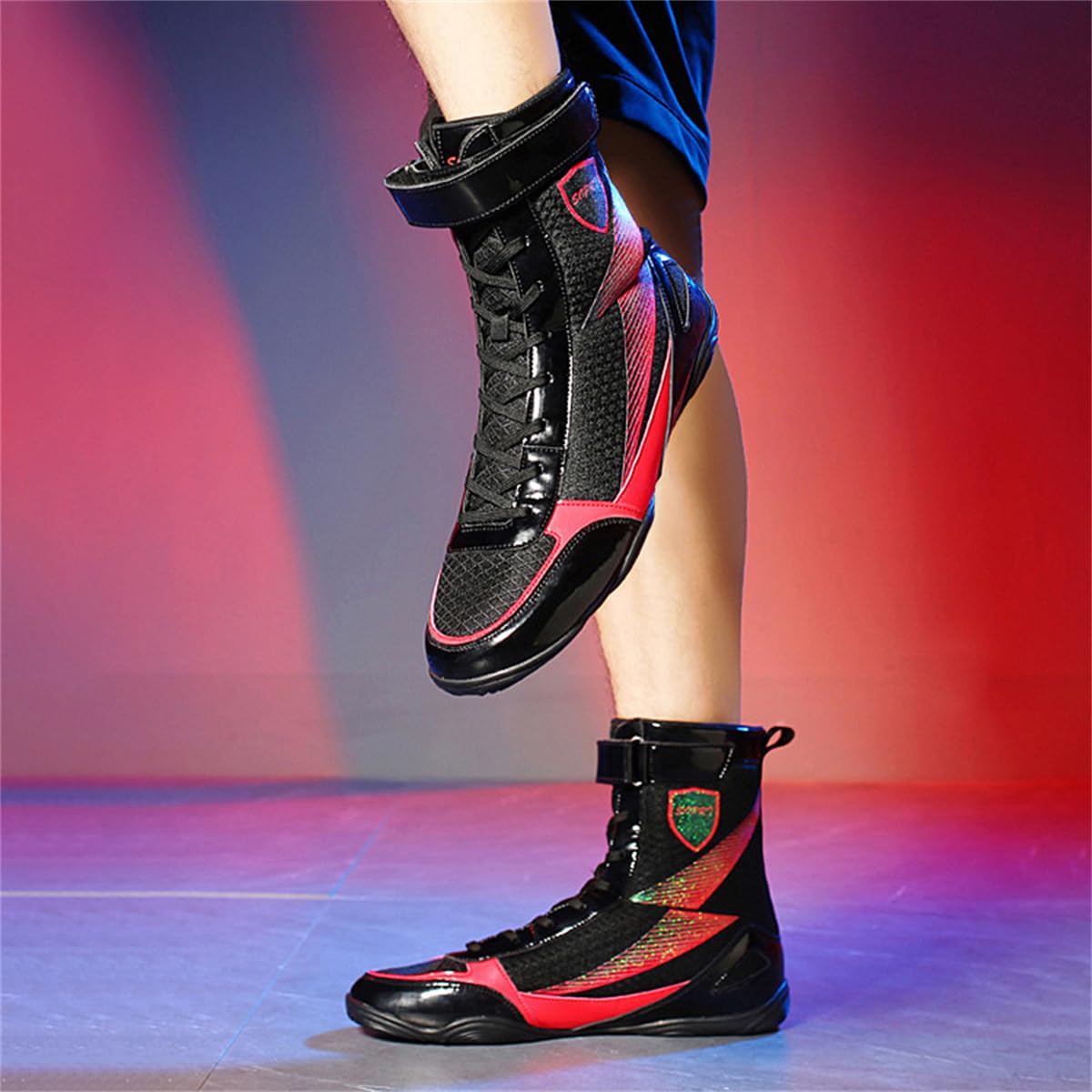 Chaussures De Lutte À Haute Adhérence pour Boxe, Powerlifting, Haltérophilie Et Musculation - Chaussures De Sport Légères À Semelle Antidérapante Et Montantes