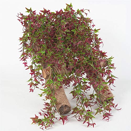Artificial Hanging Vine, Sweet Potato Leaves Plastic Plants Greenery Faux Ivy Garland Fake Plant Uv Resistant For Indoor Outdoor Garden Door Wall Baskets Wedding Party Table Decoration Red 4 Pcs #TOP2