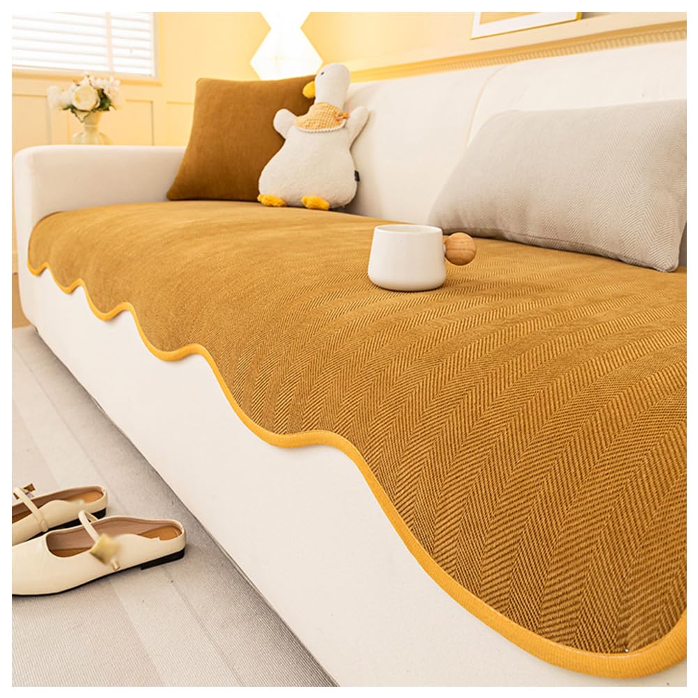 SPXMQSS Couch Covers for Sectional Sofa, Chenille Couch Seat Covers, Super Soft Sofa Slipcover 1/2/3/4 Seater Universal Non-Slip Corner Sofa Cover F 70x180cm