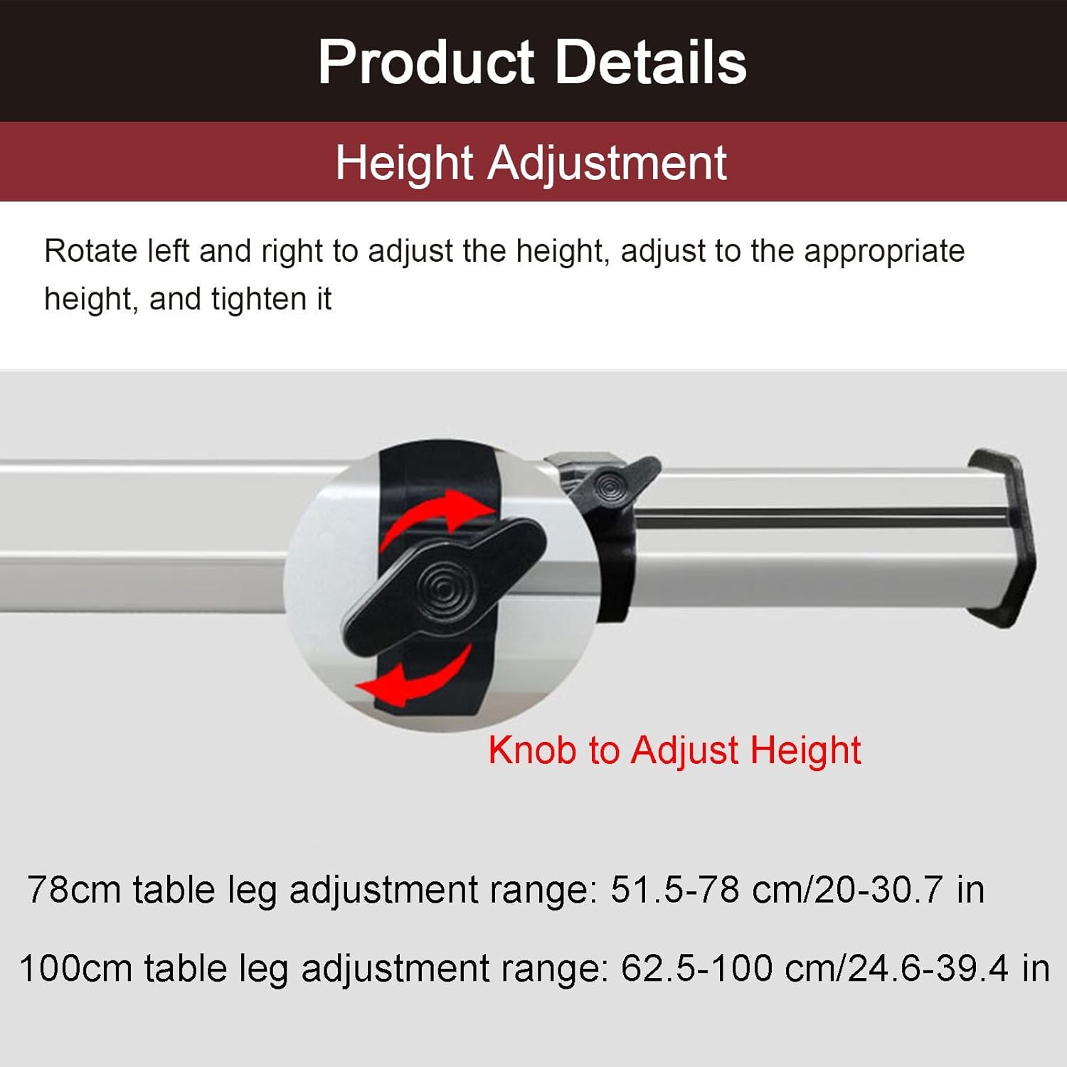 RV Table Mount Removable Leg RV Accessories, Caravan Picnic Folding External Table Legs Height Adjustable(78cm/30.7in)