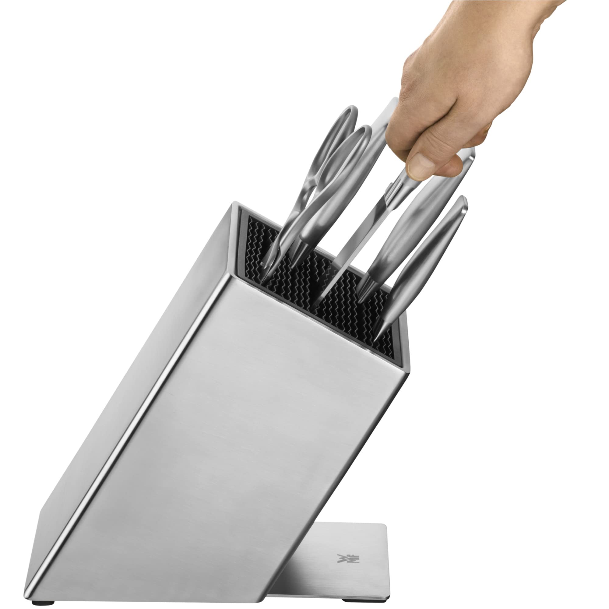 WMF 1893844500 FlexTec Bloc à couteaux en acier inoxydable vide, pour jusqu'à 15 couteaux de cuisine, disposition libre des couteaux, protection optimale, acier inoxydable Cromargan, plastique de
