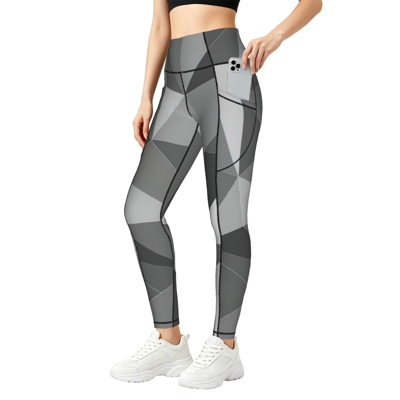Pantalones de yoga para mujer con bolsillos y estampado geométrico 8