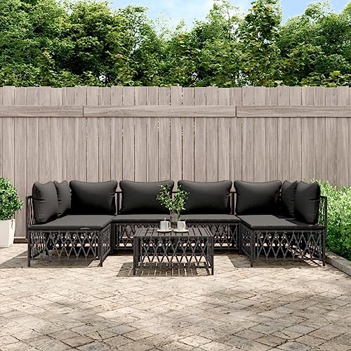 KCCKOM Garden Furniture Set 7 Piece Patio Lounge Set with Cushions Anthracite Steel