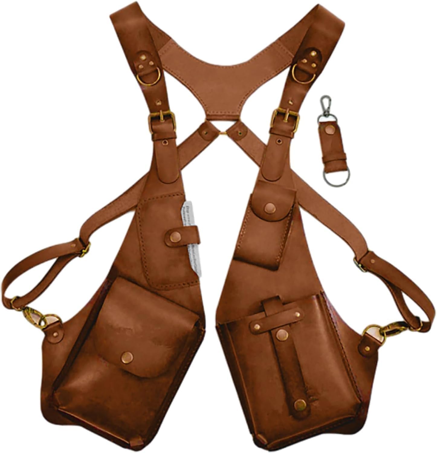 Arnés antirrobo cartera hombre bolso de hombro anti axilas de cuero ajustable darkbrown