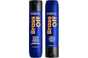 Matrix Brass Off Blue Shampoo and Moisturizing Conditioner Set: Neutralize Yellow Tones for Brunettes