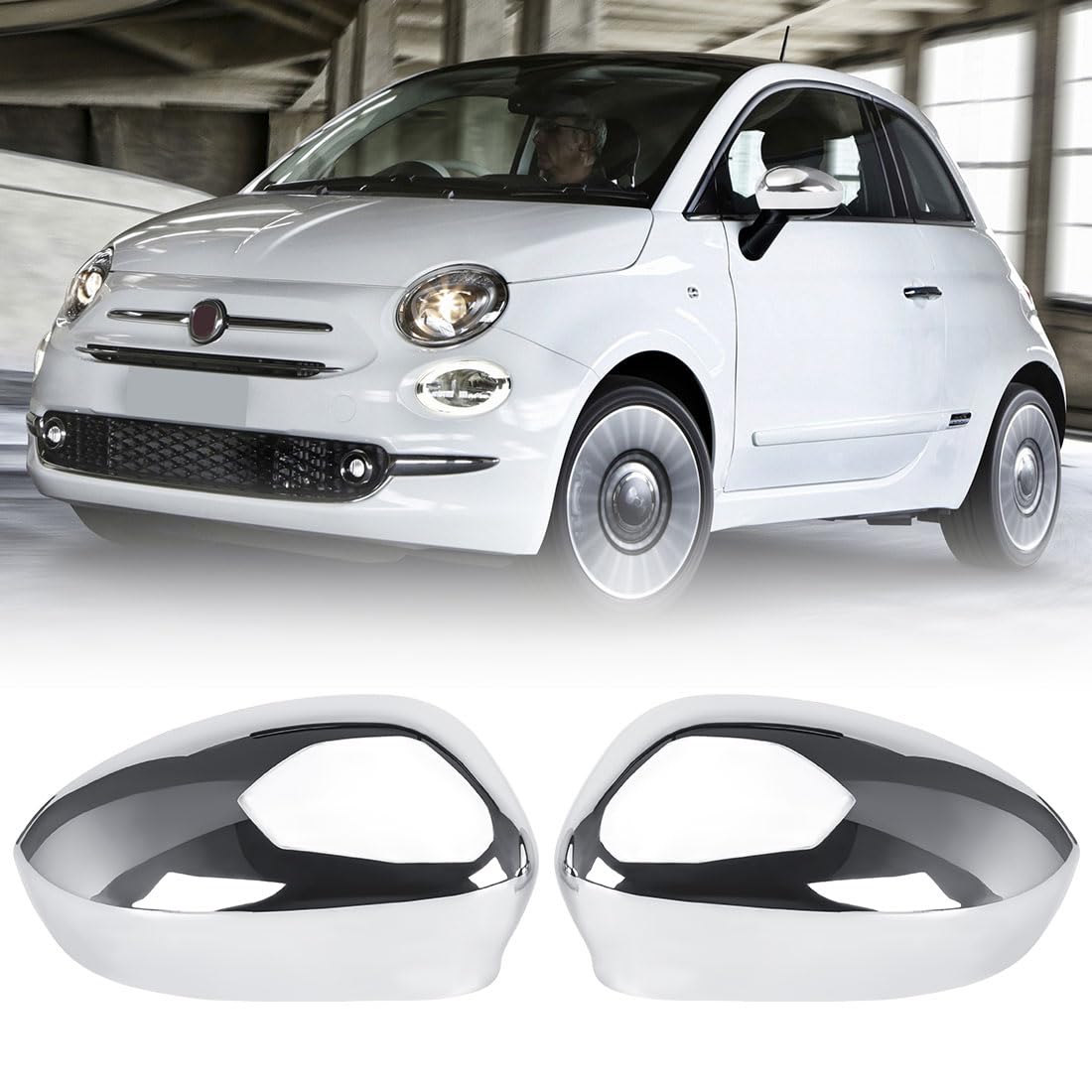 Auto Rückspiegel Abdeckung für Fiat 500 500C 500E 2007-2024 | Nicht geeignet für Fiat 500X 500L, OEM 735452185 735452186