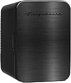 Frigidaire Mini Personal Fridge Cooler, Countertop, Holds Up to 10L/15 Cans, Brushed Black Stainless Rugged Design, Portable for Skincare, Makeup, Car, Office, Bedroom, Dorm Room, or Cabin
