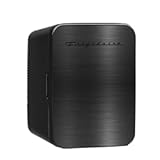 Mini Personal Fridge Cooler&comma; Countertop&comma; Holds Up to 10L&sol;15 Cans&comma; Brushed Black Stainless Rugged Design&comma; Portable for Skincare&comma; Makeup&comma; Car&comma; Office&comma; Bedroom&comma; Dorm Room&comma; or Cabin