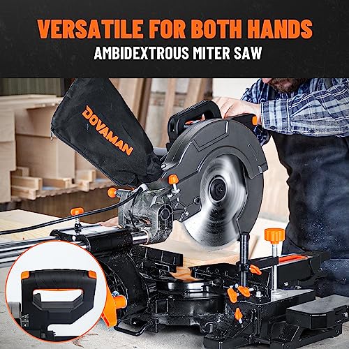 Dovaman DMS01A 10In Sliding Miter Saw, Multi-Use W/ 3 Blades, 15A Miter Saw, 4500/3200Rpm, Ambidextrous Use, 0-45° Bevel Laser Cut thumb #1