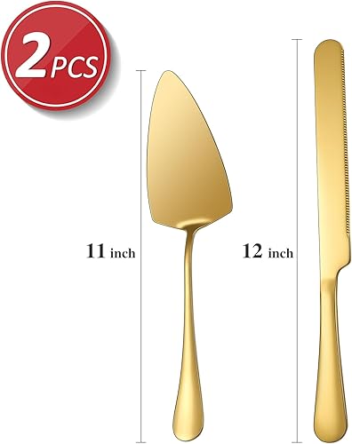 Miniatura 2 de Cake Cutting Set for Wedding,Fine Cake Shovel Knife Sets,Elegant Knife and Server with Thickened 304 Stainless Steel Gold Cutter Pie Spatula