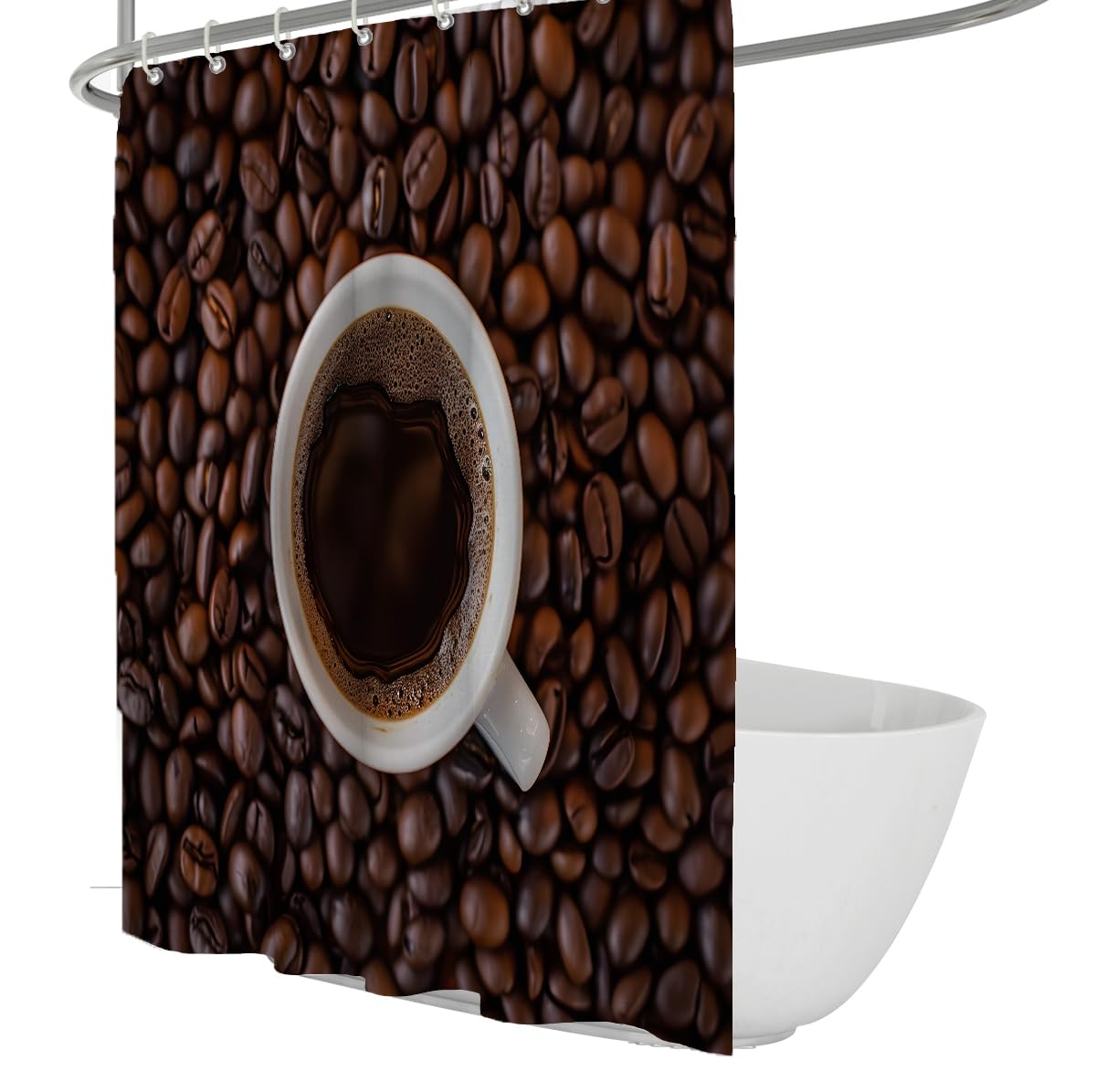 Rideau Douche Grains Bruns Boisson Graphique 200 x 220 cm
