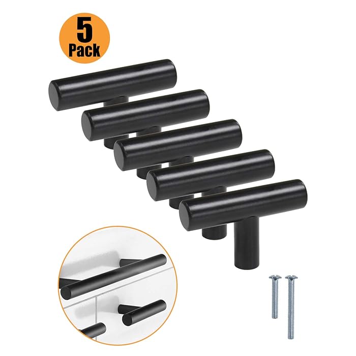 Buy PinLin 5 Pack Kitchen Door Handles Single Hole Flat Black