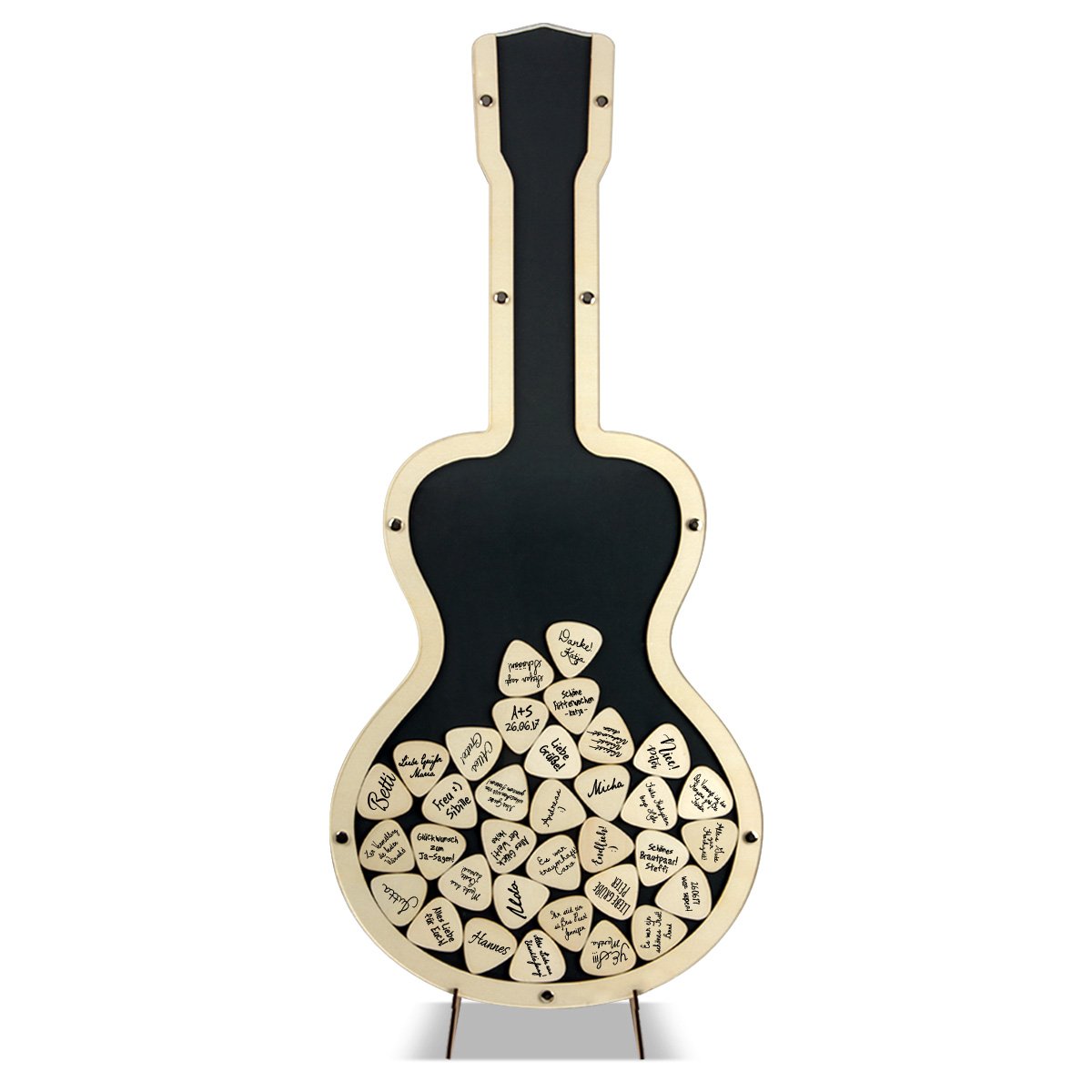 Gästebuch Alternative Hochzeit Geburtstag - Gitarre Anthrazit inkl. Holzplektren