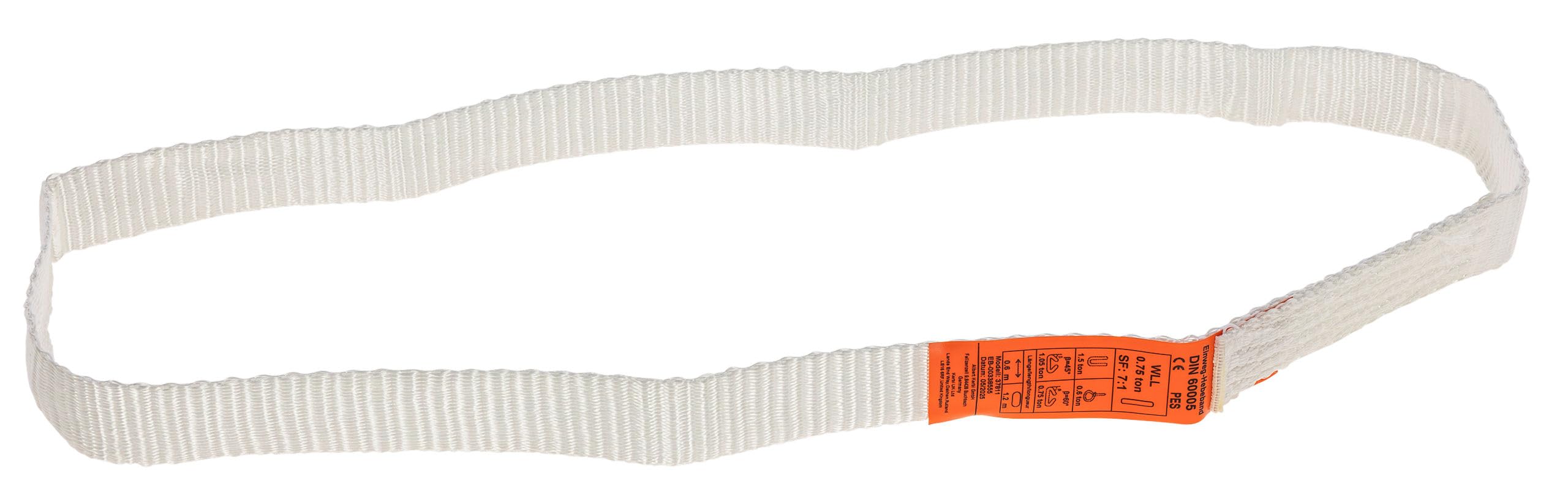 Kerbl works 50 pezzi/cartone, cinghia di sollevamento monouso, DIN 60005, imbracatura monouso, bianca, lunghezza 0,60cm, larghezza 30mm, circonferenza 1,20m, poliestere, WLL 750kg