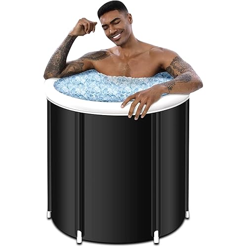 Ice Bath Tub,80 Gallons Portable Cold Plunge Tub for Recovery and Cold Water Therapy Multiple Layered Portable Ice Bath Plunge Pool Athletes & Wellness Seekers 75cmx75cm(85 Gallons Capacity)