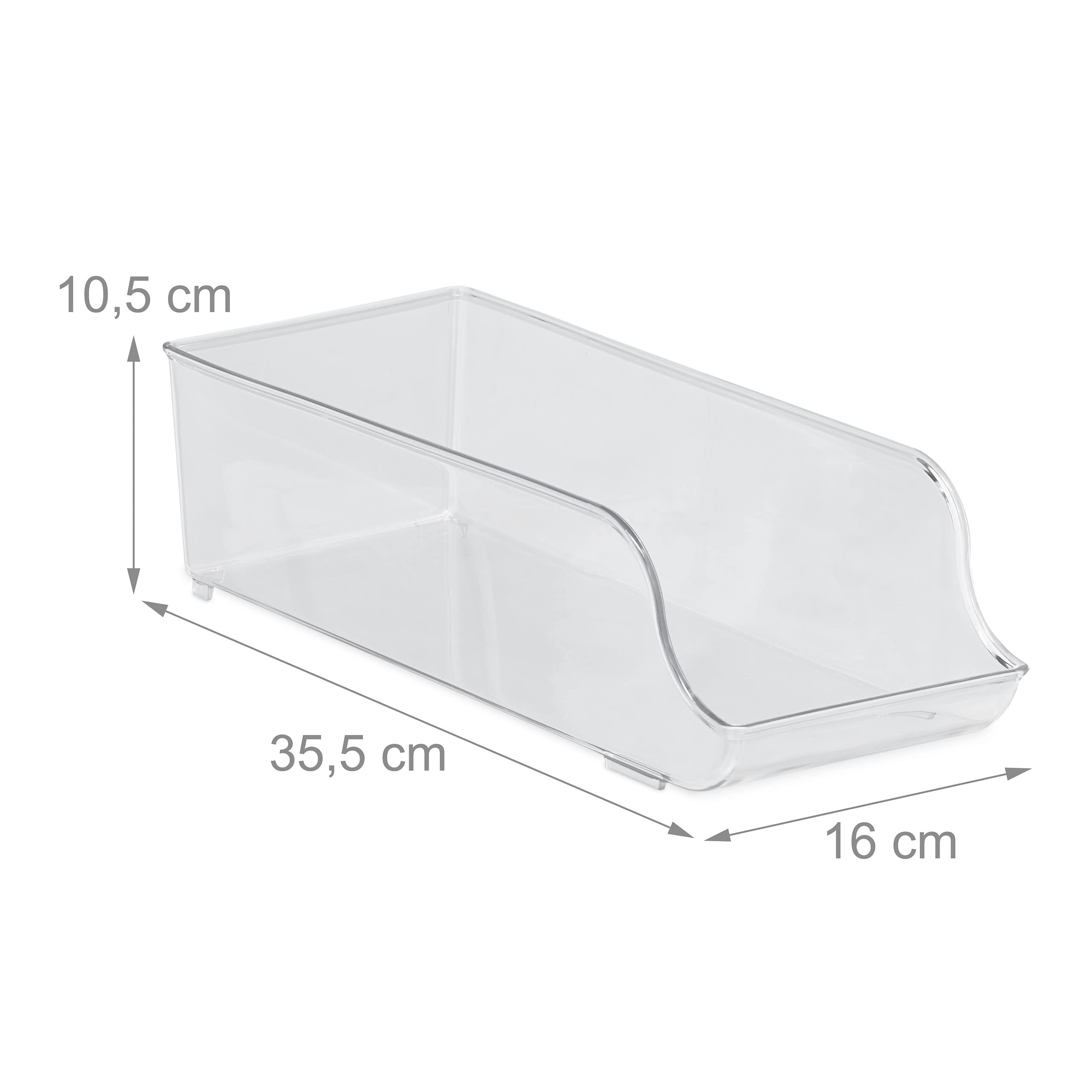Relaxdays koelkast organizer, set van 4, frigo bakjes met deksel, HBD: 10,5 x 21 x 33 cm, kunststof, transparant Relaxdays koelkast organizer, set van 4, frigo bakjes met deksel, HBD: 10,5 x 21 x 33 cm, kunststof, transparant