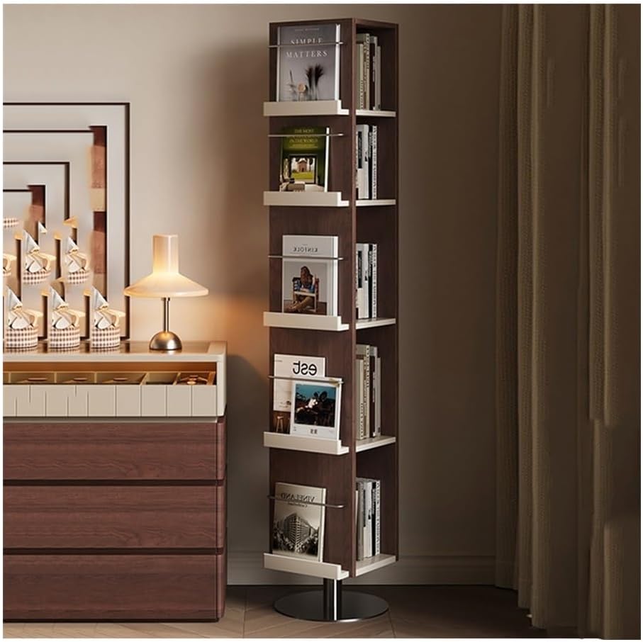 Magazine Rack, Ancient Solid Wood Magazine Rack Floor, Rotating Newspaper Shelf Brochure Display Stand