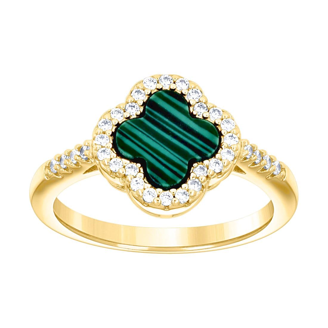 Bague en argent sterling 925 trèfle émaillé et zircone 8