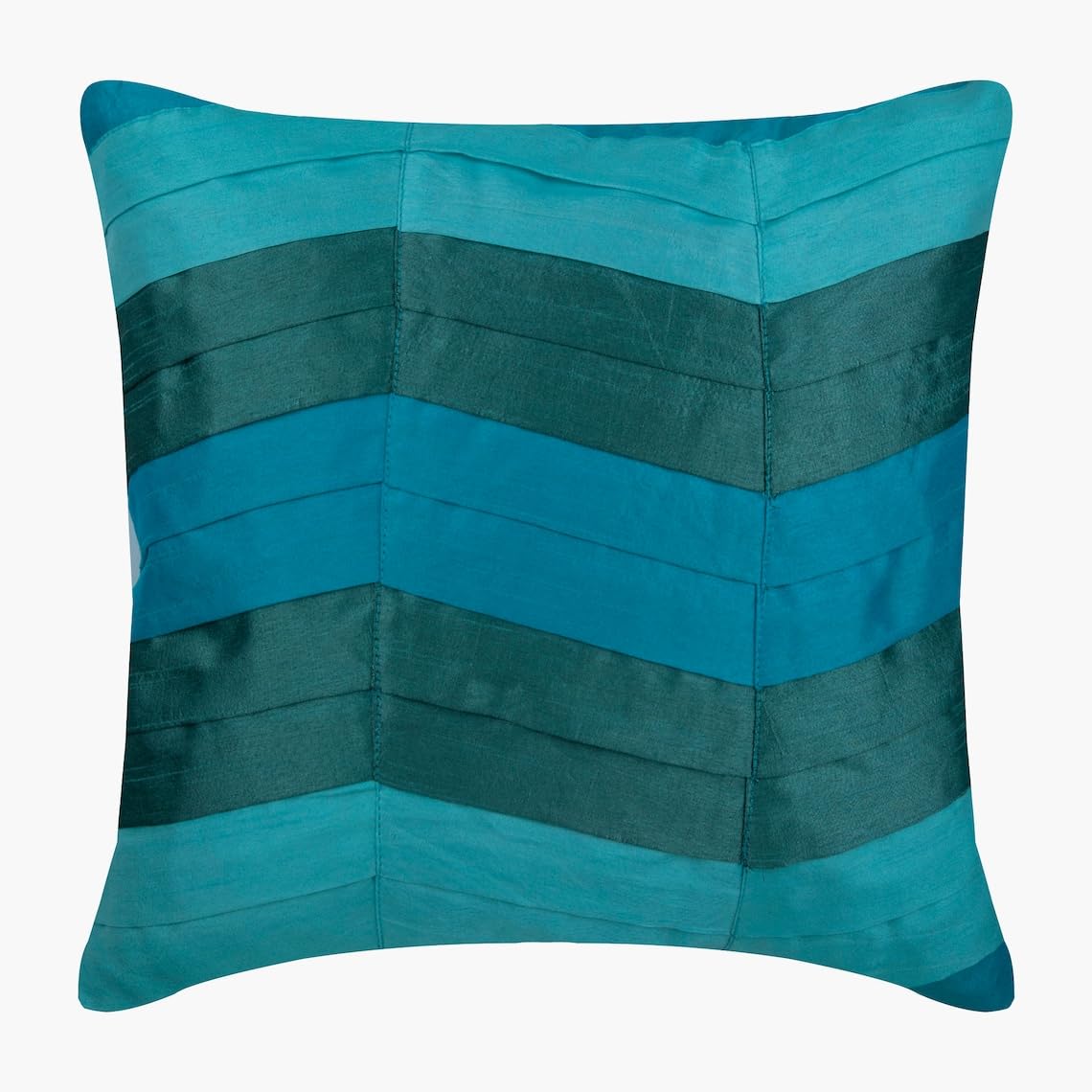 The HomeCentric Teal Euro Shams, Pack of 2, 65x65 cm (26"x26") Euro Shams, Textured Pintucks Solid Color Euro Shams, Square Silk Euro Cushion Shams, Striped Contemporary Euro Shams - Teal Waves โ image 1