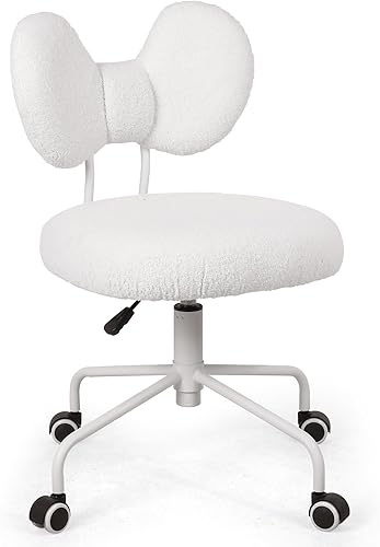 Miniatura 3 de Bonita silla de escritorio sin brazos con respaldo, cómoda silla de oficina pequeña con ruedas, silla giratoria ajustable para oficina en casa, sala