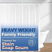 Vista 21 de Downluxe - Forro de cortina para regadera de 72x72 - PEVA transparente. Calibre 3, calibre 8, esmerilado ligero, impermeable, inodoro con orificios