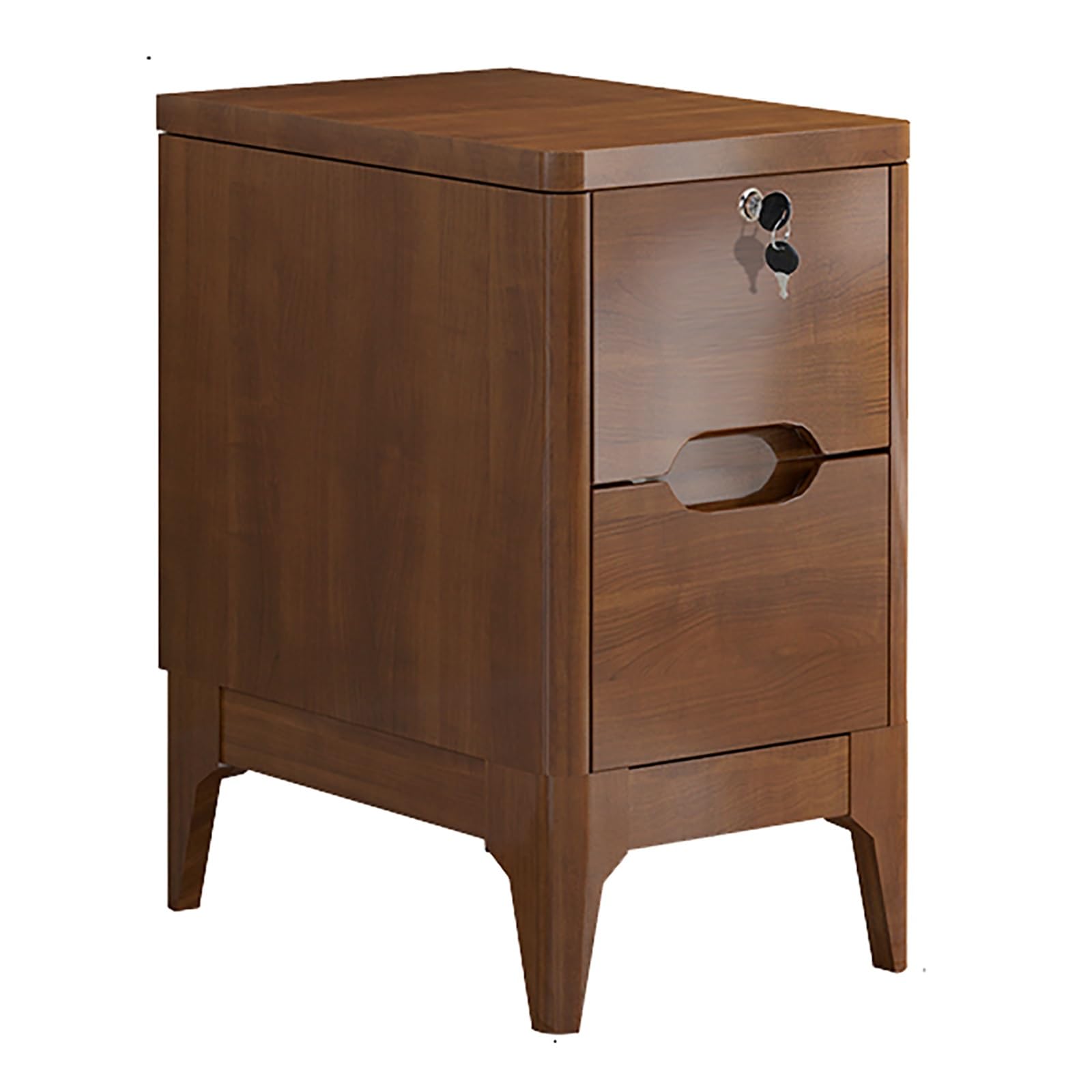 Table d'appoint de rangement étroite en bois massif avec tiroir sécurisé pour lit moderne