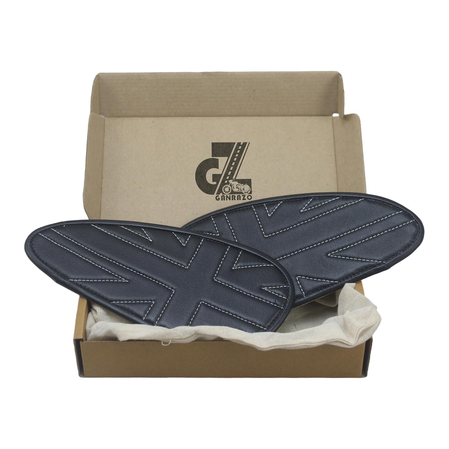 Genuine Leather Union Jack Black Tank Pad with White Thread Compatible with Triumph Speed & Scrambler 400-image-26