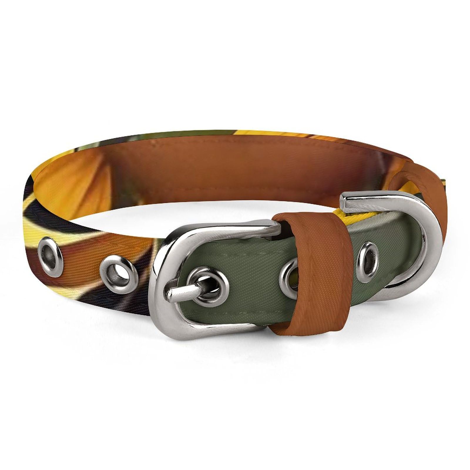 Collier réglable pour chien solide et ajustable à motif fleuri jaune
